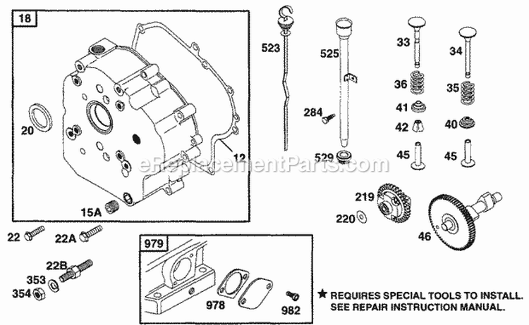 Crankcase Cvr Cam Diagram and Parts List for 222413-0706-01  Briggs and Stratton Engine